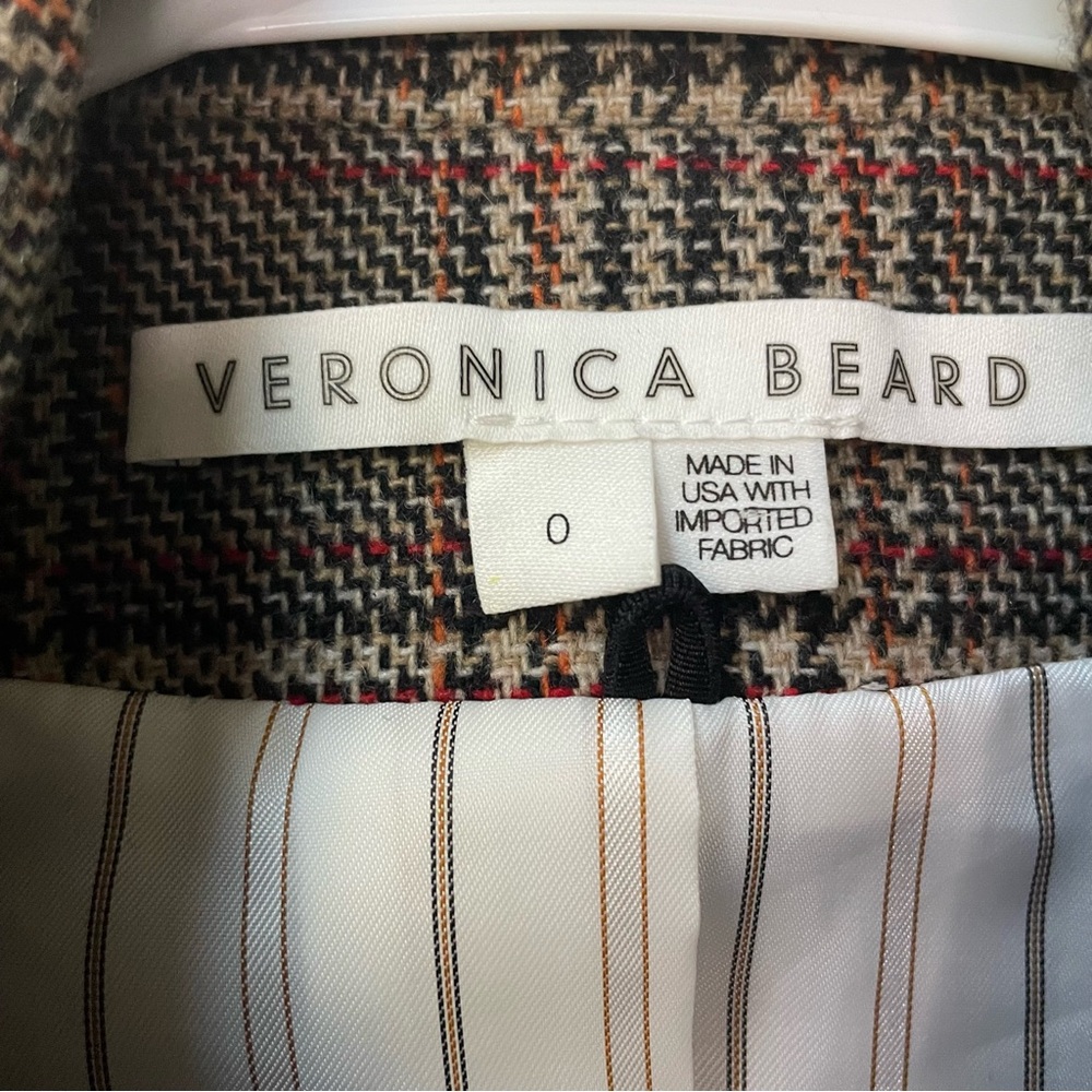 Veronica Beard Plaid Oria Dickey Jacket Camel Multi Size 0 - Picture 2 of 12